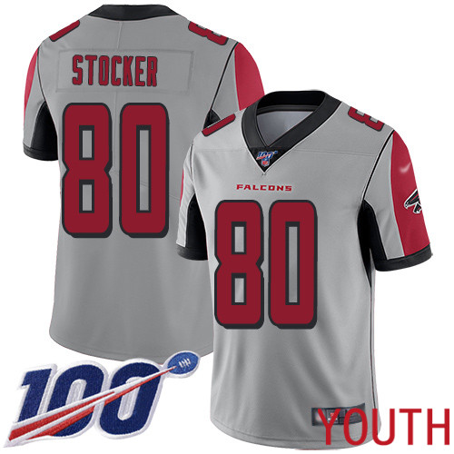 Atlanta Falcons Limited Silver Youth Luke Stocker Jersey NFL Football #80 100th Season Inverted Legend->youth nfl jersey->Youth Jersey